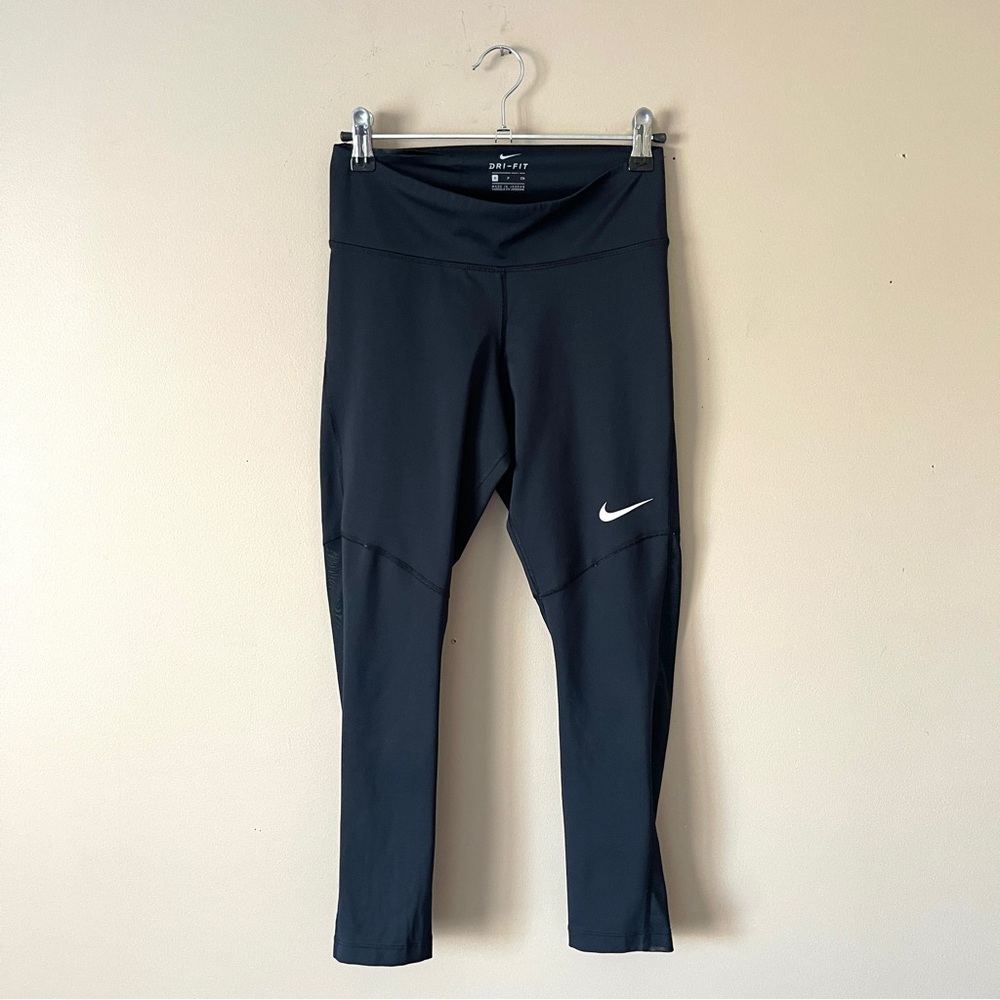 NIKE | Black Sheer Mesh Calf Full Length Leggings Sz S